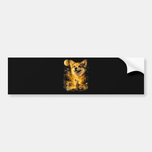 Pegatina Para Coche Corgi Divertido Aullando a La Luna