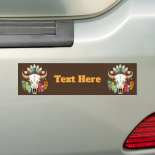 Pegatina Para Coche Cráneo de Búfalo Emblema Nativo Americano
