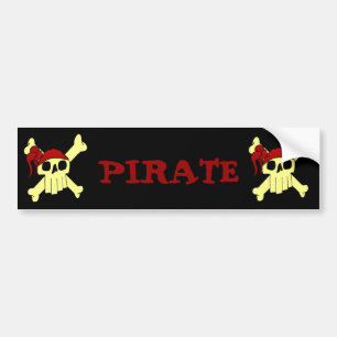 PEGATINA PARA COCHE CRÁNEO Y BANDERA PIRATA DEL DIBUJO ANIMADO