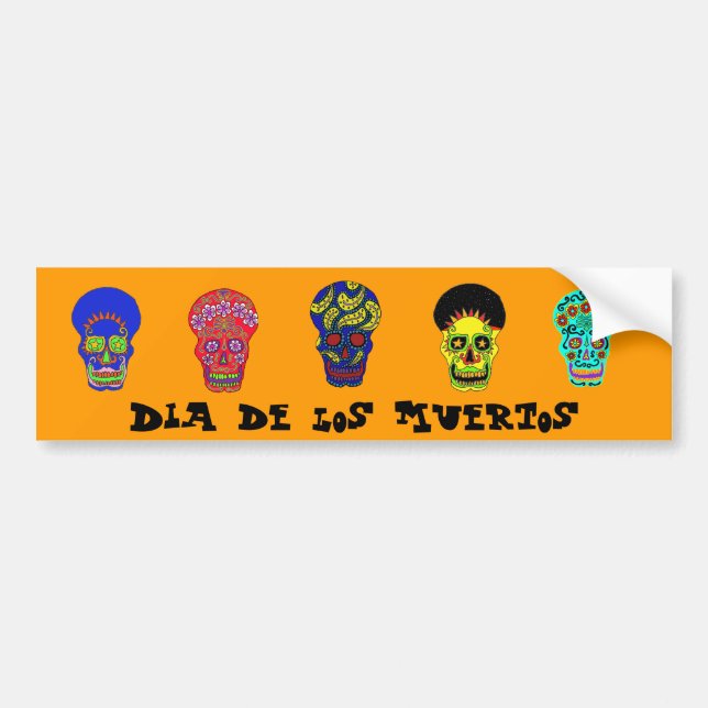 Pegatina Para Coche Cráneos de Dia de los Muertos (Frente)