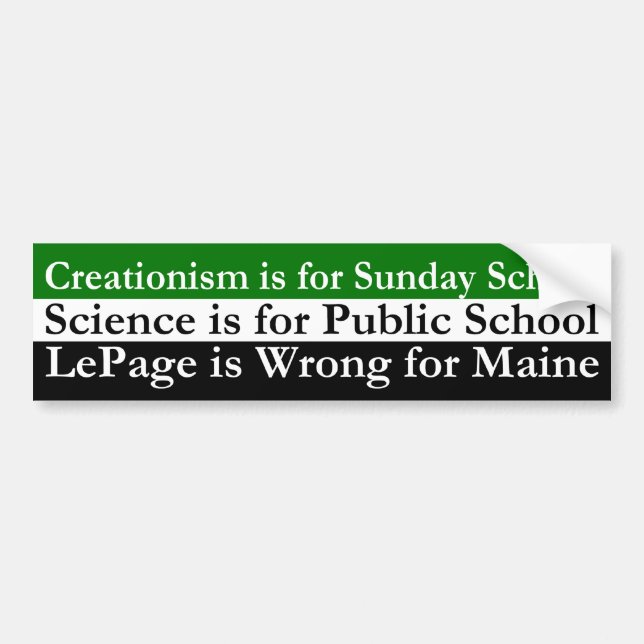 Pegatina Para Coche Creacionismo, ciencia y Paul LePage (Frente)