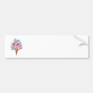 Pegatina Para Coche Crema rosa de hielo Sakura Waffle Cone