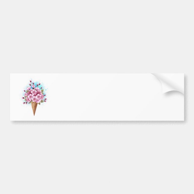 Pegatina Para Coche Crema rosa de hielo Sakura Waffle Cone (Frente)