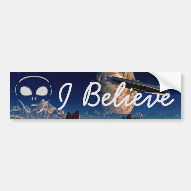 Pegatina Para Coche Creo, Aliens UFO Bumper Sticker (Frente)