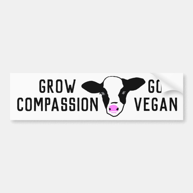 Pegatina Para Coche Crezca la compasión - va el vegano - vaca del bebé (Frente)