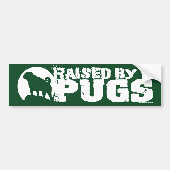 Pegatina Para Coche CRIADO POR PUGS Green Bumper Sticker (Frente)
