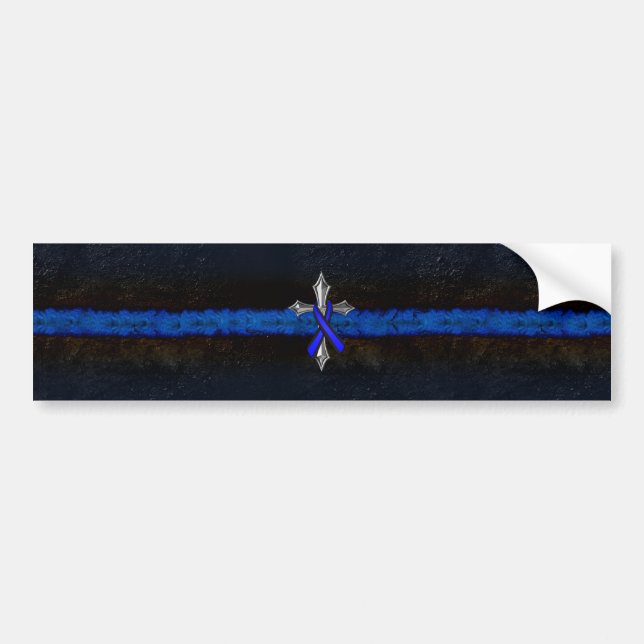 Pegatina Para Coche Cruce y cinta delgada de la línea azul (Frente)