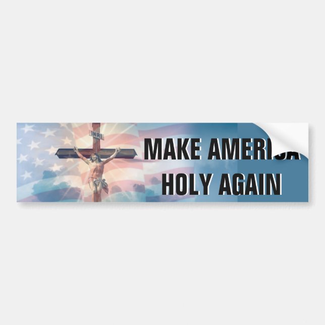 Pegatina Para Coche Crucifijo de Jesús de la bandera americana en (Frente)