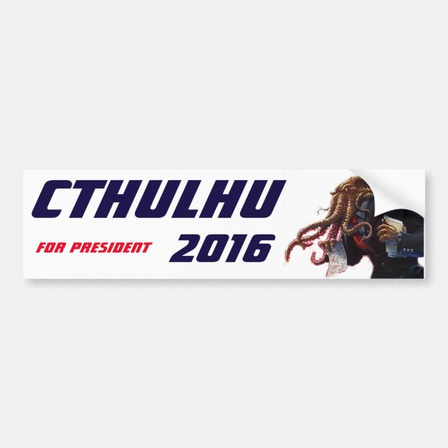 Pegatina Para Coche "Cthulhu para el presidente 2016 " (Frente)