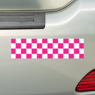 Pegatina Para Coche Cuadrados controlados retro geométrico blanco rosa