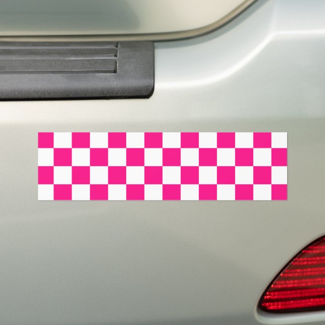Pegatina Para Coche Cuadrados controlados retro geométrico blanco rosa (en coche)