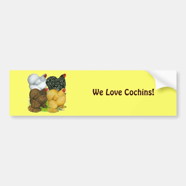 Pegatina Para Coche Cuatro Cochin Hens (Frente)