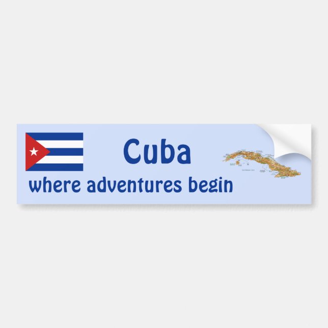 Pegatina Para Coche Cuba Flag and Map Bumper Sticker (Frente)