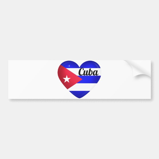 Pegatina Para Coche Cuba Heart Flag (Frente)