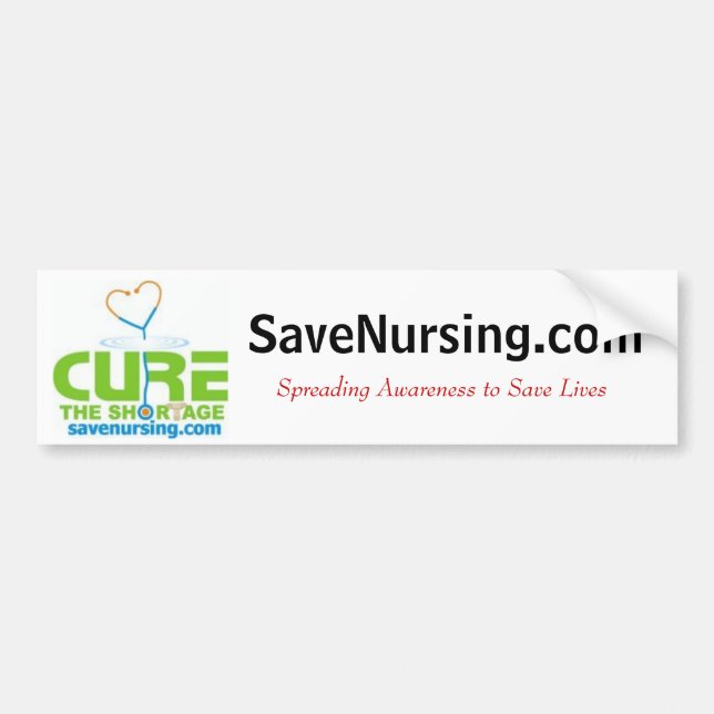 Pegatina Para Coche curethe2, SaveNursing.com, conciencia de (Frente)