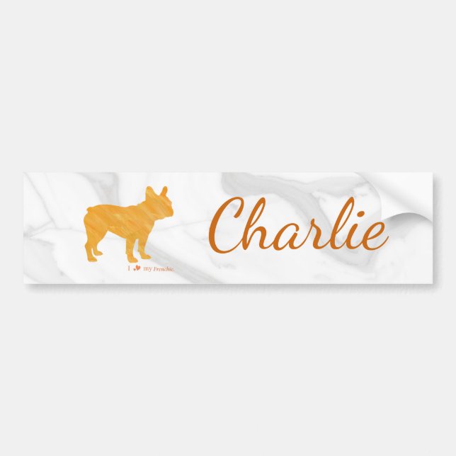 Pegatina Para Coche Customizable French Bulldog Pastel - Frenchie (Frente)