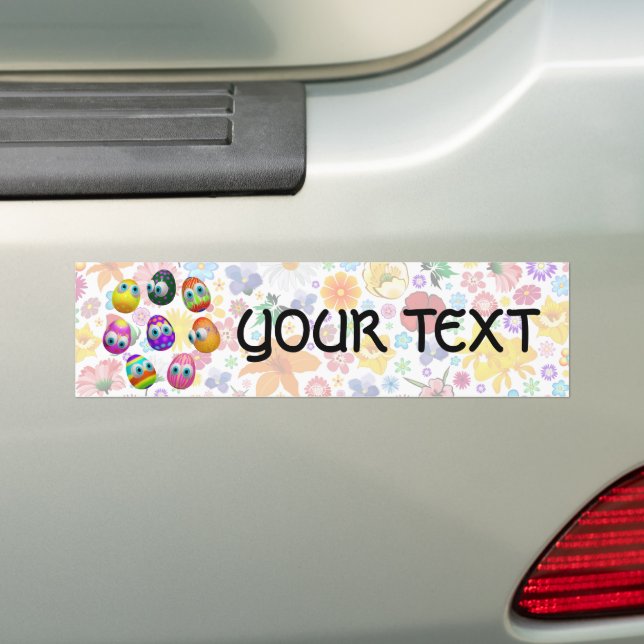 Pegatina Para Coche Cute and Funny Easter Eggs Cartoon (en coche)