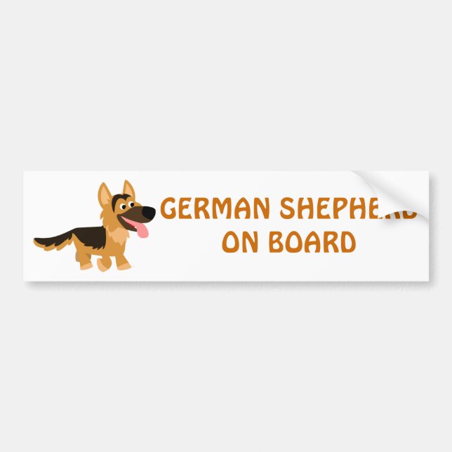 Pegatina Para Coche Cute Cartoon German Shepherd Dog Bumper Sticker (Frente)
