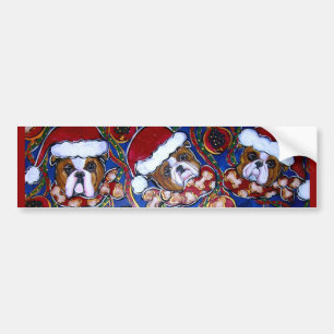 Pegatina Para Coche Cute Christmas Bulldog Bumper Sticker en español e