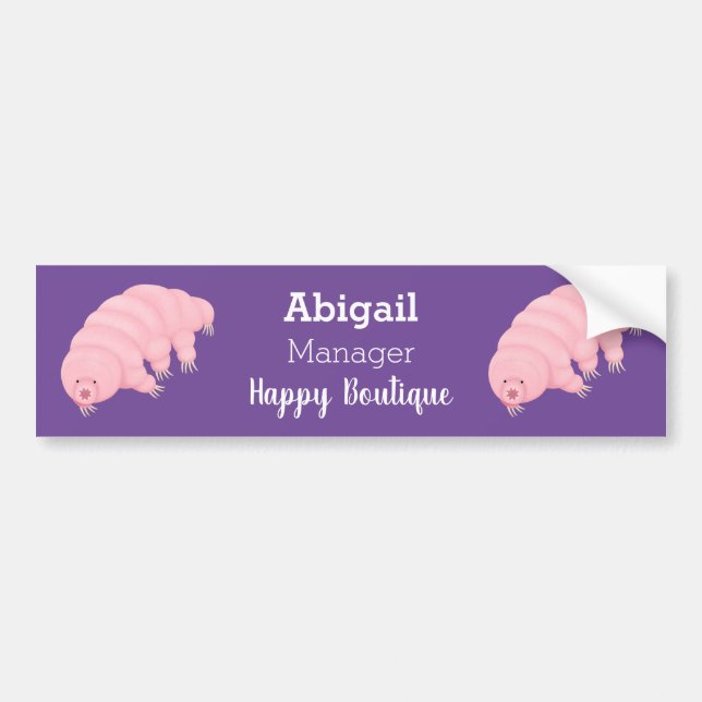 Pegatina Para Coche Cute pink tardigrade water bear cartoon (Frente)