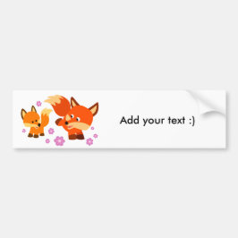 Pegatina Para Coche Cute Playful Cartoon Foxes Bumper Sticker