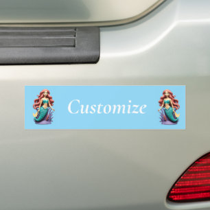 Pegatina Para Coche Cute Sirena Pelirroja Thunder_Cove