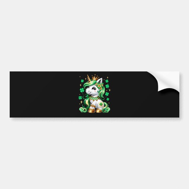 Pegatina Para Coche Cute Unicorn Shamrock St Patricks Day (Frente)