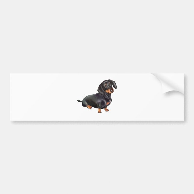 Pegatina Para Coche Dachshund (A) - Negro y Tan (Frente)