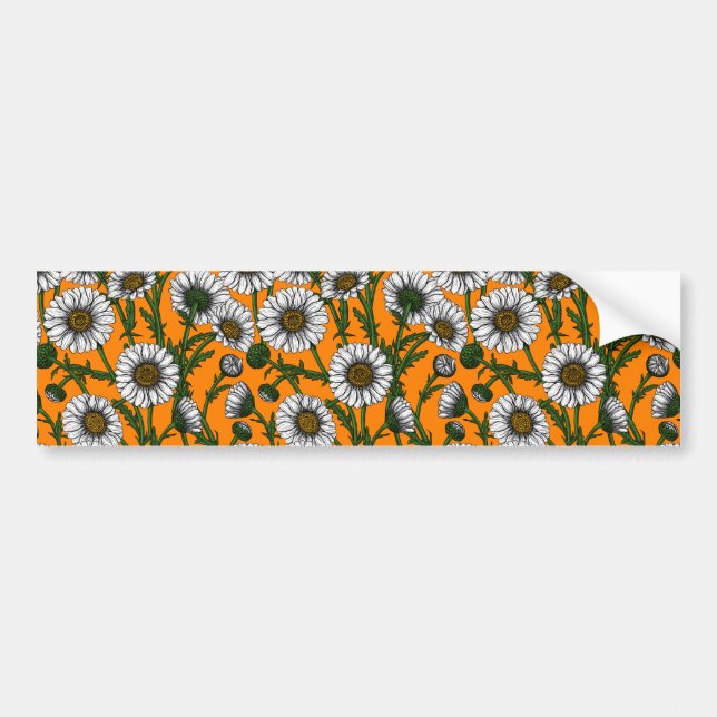 Pegatina Para Coche Daisies on naranja (Frente)