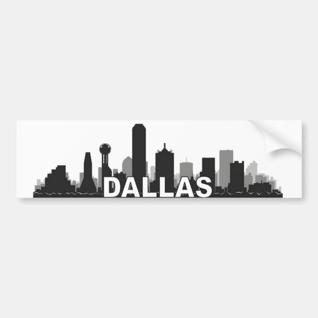 Pegatina Para Coche Dallas Texas Skyline Bumper Sticker (Frente)