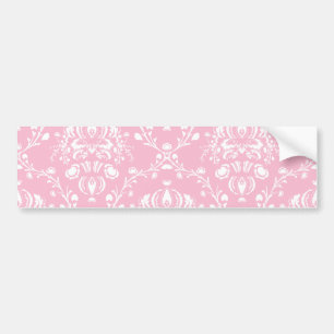Pegatina Para Coche Damasco rosa y blanco