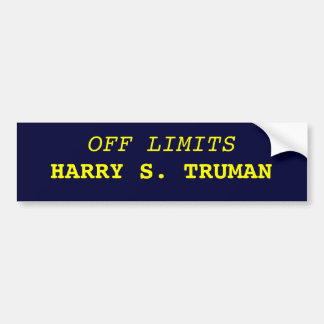 PEGATINA PARA COCHE DE LÍMITES, HARRY S. TRUMAN