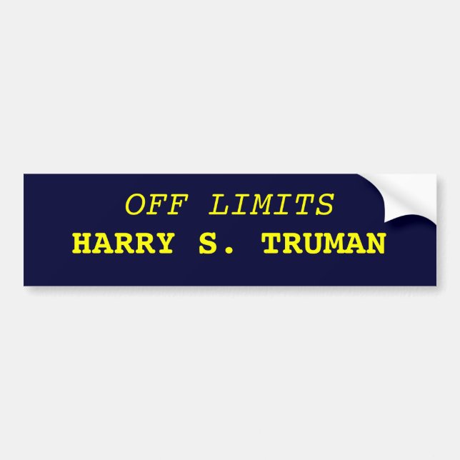 PEGATINA PARA COCHE DE LÍMITES, HARRY S. TRUMAN (Frente)