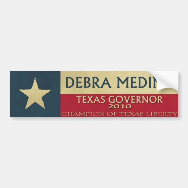 Pegatina Para Coche Debra Medina para el gobernador 2010 de TX - (Frente)