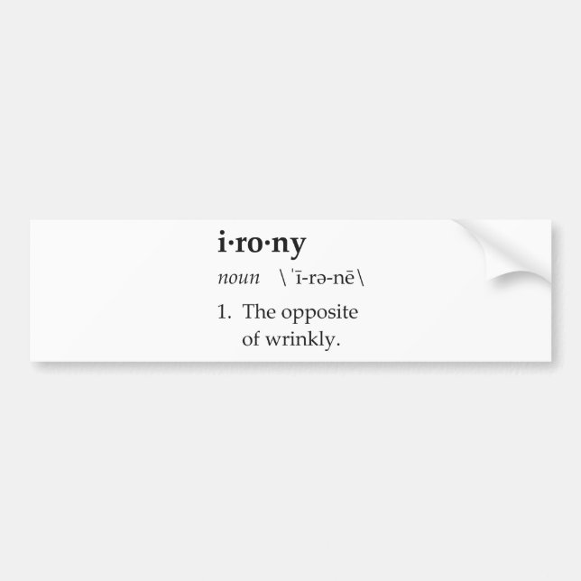 Pegatina Para Coche Definición de la ironía el contrario de arrugado (Frente)