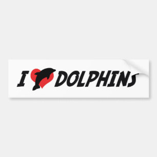 Pegatina Para Coche Delfines Corazón que Amo - Amante de Delfines