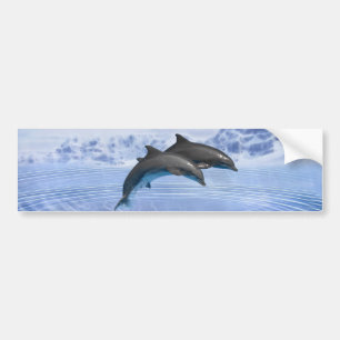 Pegatina Para Coche Delfínes en el mar azul claro