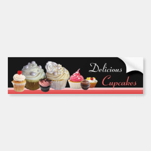 Pegatina Para Coche DELICIOSOS CUPCAKES PARTIDO DE CUMPLEAÑOS, negro r