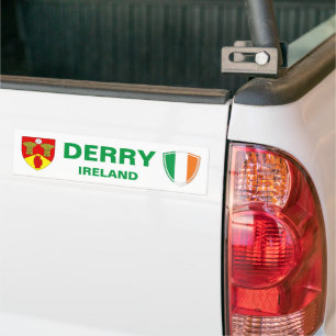 Pegatina Para Coche Derry Ireland Escudo y bandera irlandesa