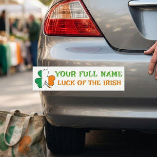 Pegatina Para Coche Día de San Patricio Bandera de Irlanda Trébol Nomb