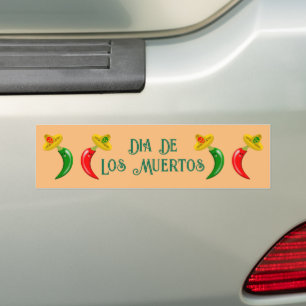 Pegatina Para Coche Día del Muerto Personalizado Mexicano del Chilis