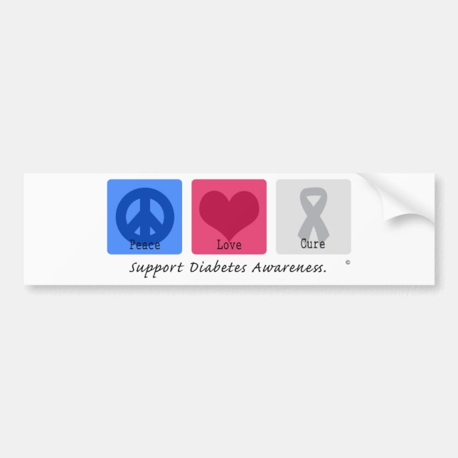 Pegatina Para Coche Diabetes del amor de la paz (Frente)