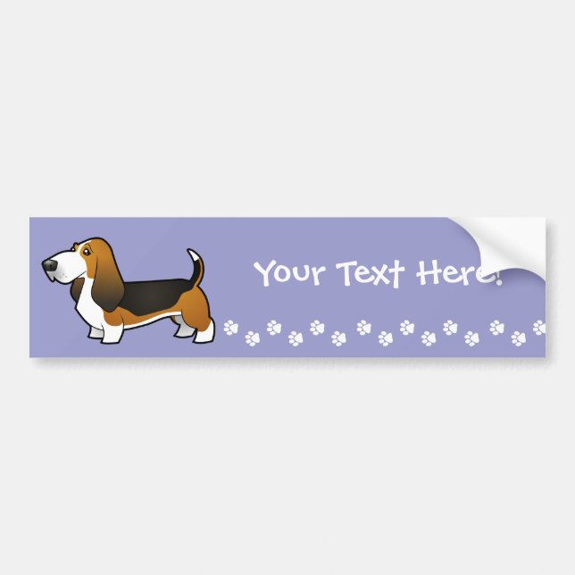 Pegatina Para Coche Dibujo animado Basset Hound (Frente)