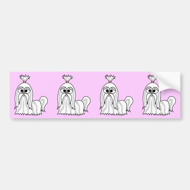 Pegatina Para Coche Dibujo animado de Shih Tzu (Frente)