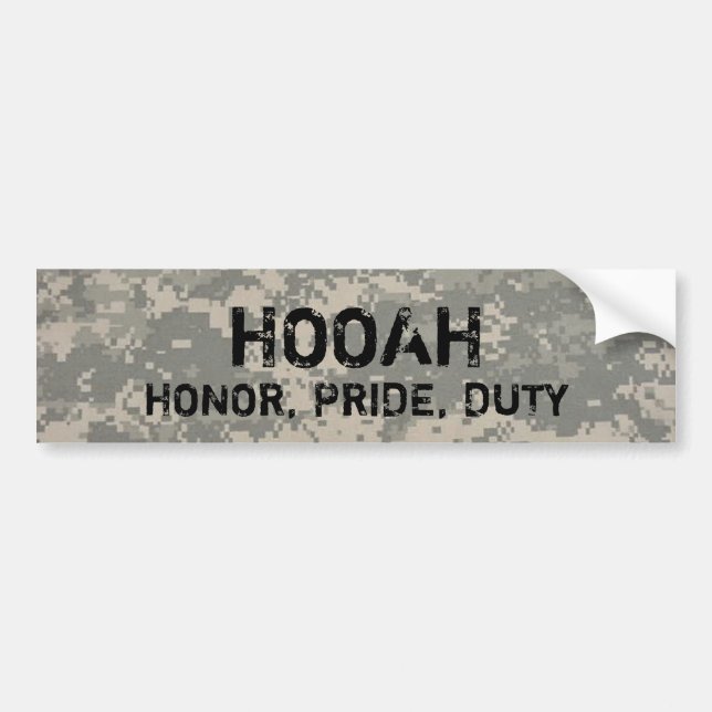 Pegatina Para Coche digital, HOOAH, HONOR, ORGULLO, Deber-parachoque (Frente)
