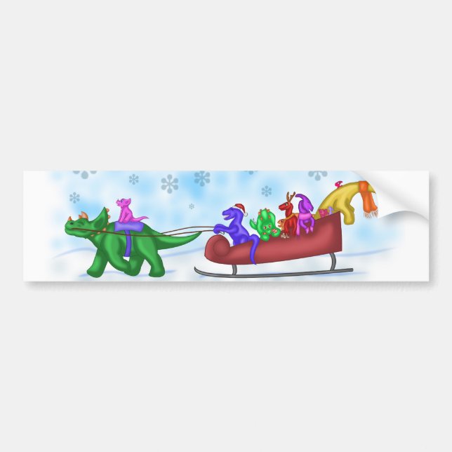 Pegatina Para Coche Dinosaur Sleigh Ride (Frente)