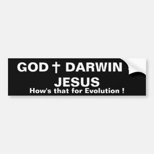 PEGATINA PARA COCHE DIOS MÁS DARWIN = JESÚS