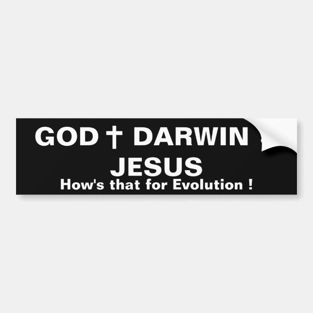 PEGATINA PARA COCHE DIOS MÁS DARWIN = JESÚS (Frente)