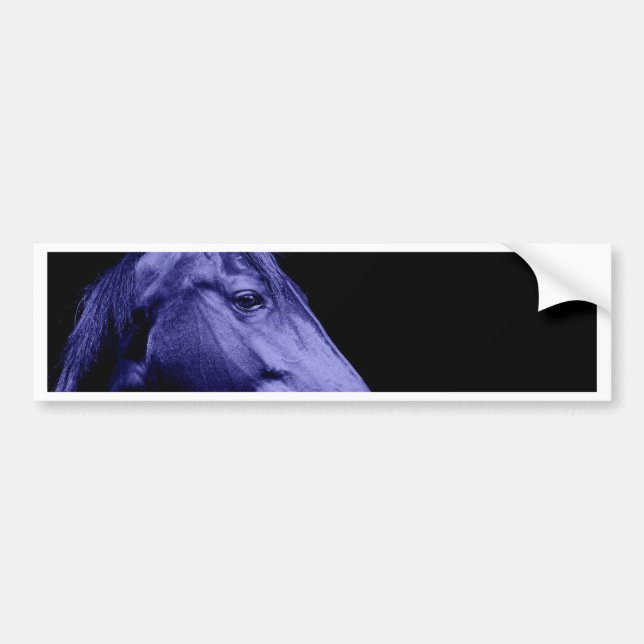 Pegatina Para Coche Diseño azul del caballo (Frente)