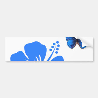 Pegatina Para Coche Diseño azul del hibisco de la mariposa